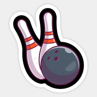 Bowling pins with bowling ball cartoon Sticker